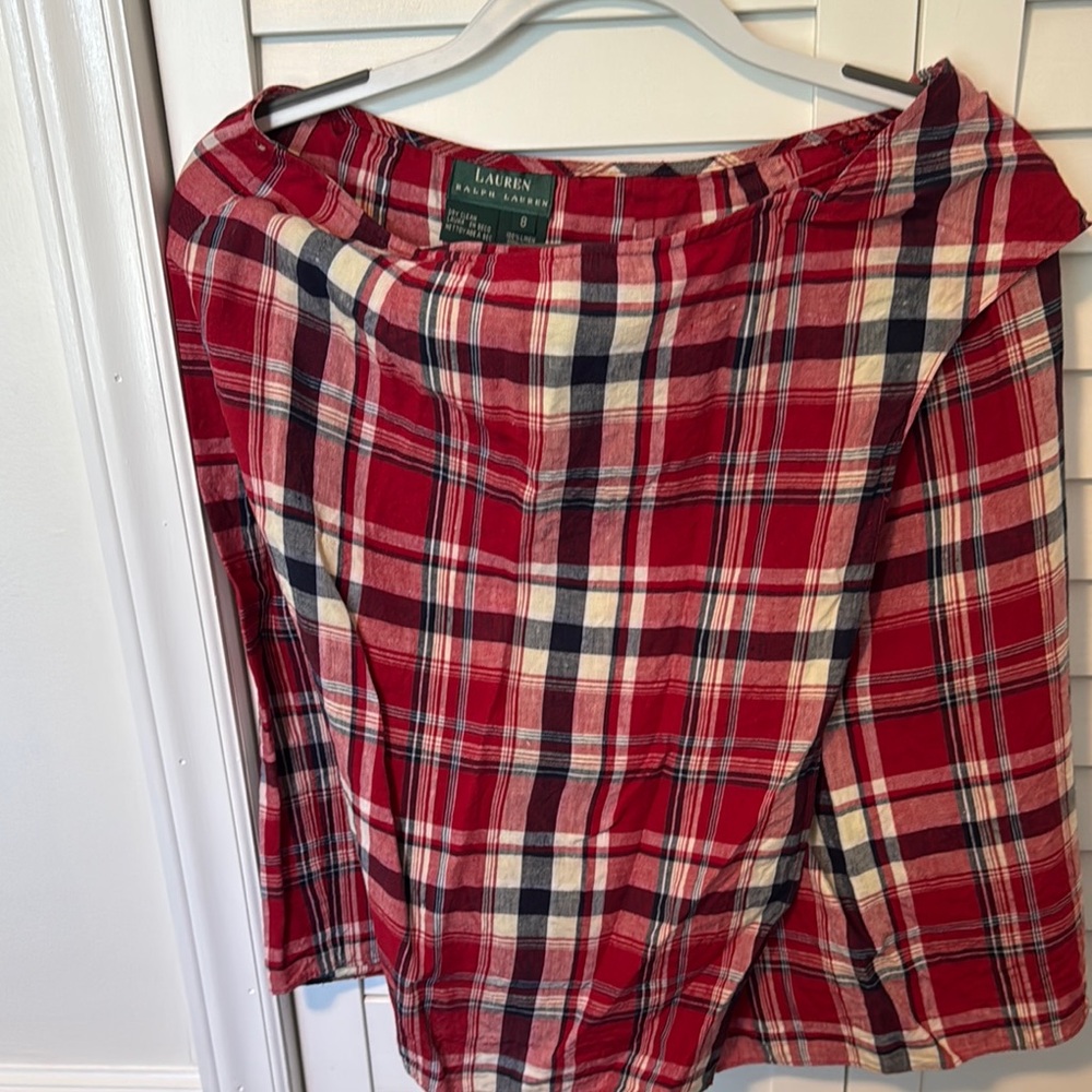 Lauren Ralph Lauren Red and Blue Plaid Midi Skirt
